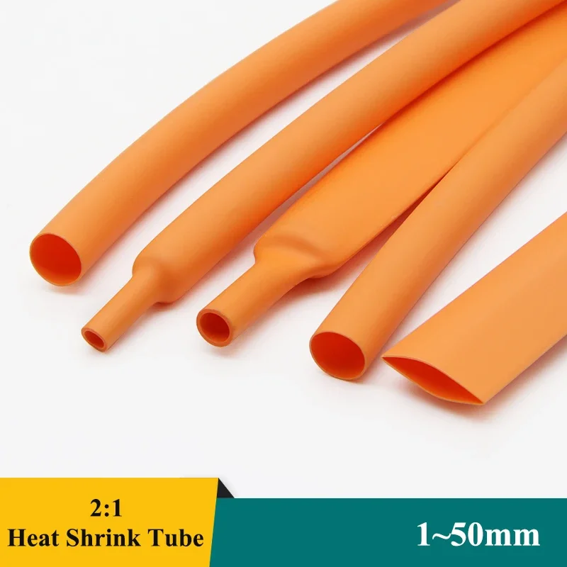 

1/3/5M Orange 2:1 Heat Shrink Tube For Cables Dia. 1~50mm Thermoresistant Wire Protector Repair DIY Heat Shrinkable Sheath Wrap