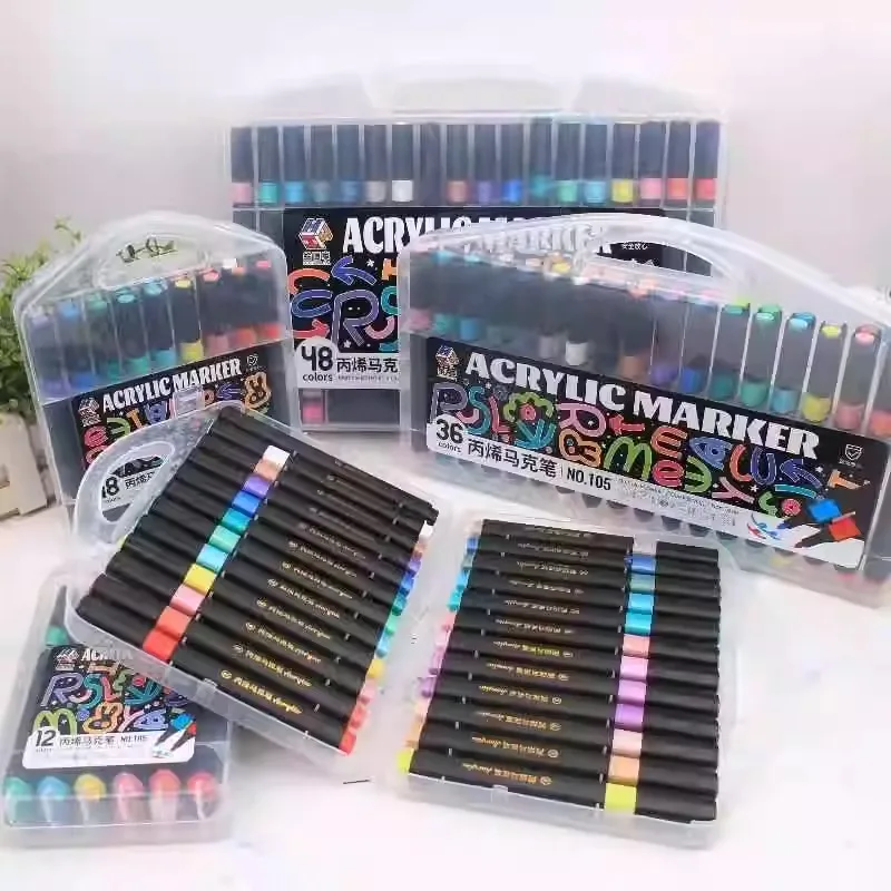Creative Black Barrel Watercolor Brush Pens Set, Triangular Grip Markers for Comic Drawing & Coloring, Art Supplies for Students