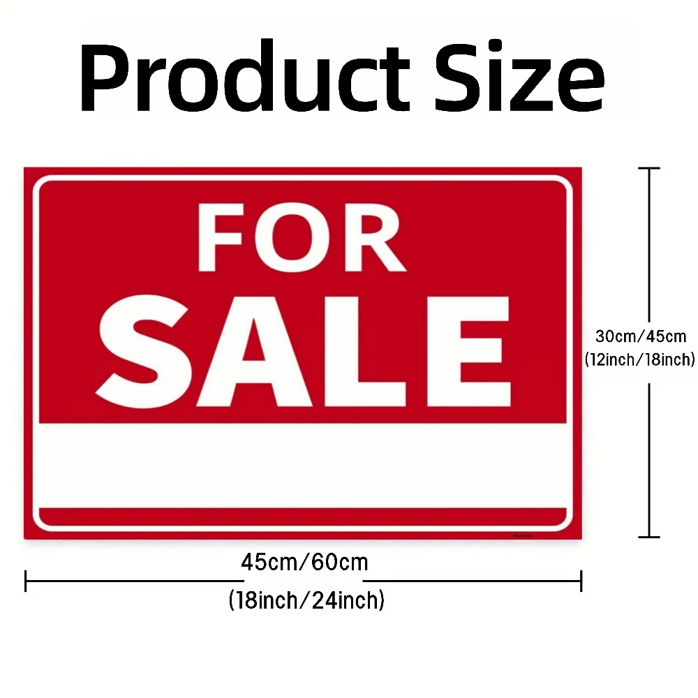 For Sale Yard Sign with Stake, 24x18/18x12 Inch - Single Sided Signs - Corrugated Plastic  for Indoor & Outdoor Lawn Decor