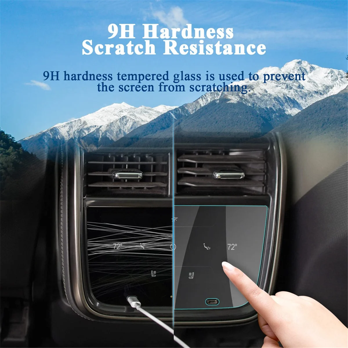 For Rivian R1T / R1S Rear Central Control Tempered Glass HD Clear Anti-Glare Anti-Scratch Protective Film Accessories-L16A