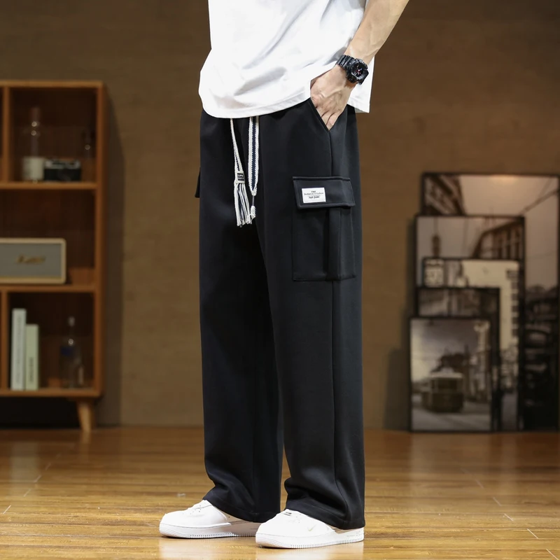 Autumn Sweatpants Cotton Men Baggy Joggers Cargo Pants Korean Neutral Breathable Loose Outdoor Solid color Wide legged Trousers