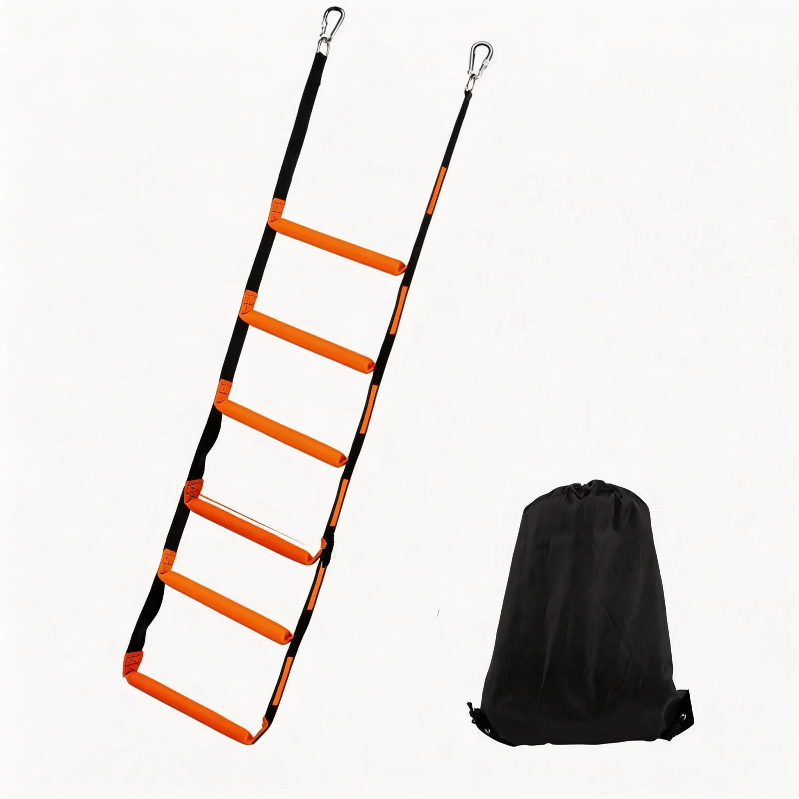 Foldable 6-Step Boat Rope Ladder Portable Marine Boarding Ladder Rigid Anti-Slip Steps High-Strength Webbing Heavy Duty