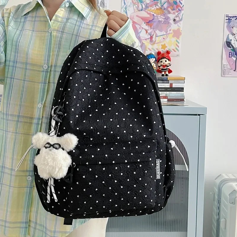 

Нейлоновый рюкзак большой емкости на молнии, Лидер продаж 2025, универсальные повседневные сумки в горошек для женщин, модные швейные нитки, школьные сумки