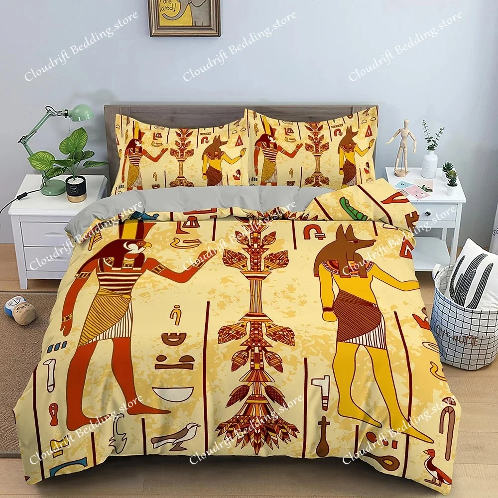 

Комплект постельного белья с египетским узором: пододеяльник с древнеегипетским шрифтом, для мальчиков, с изображением фараона и пирамид, в стиле египетских племен.