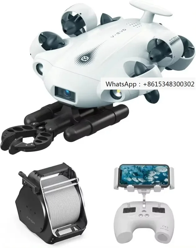 FIFISH v-evo 4K60FPS underwater ro-bot kit with ro-botic arm and underwater fish detector, with camera