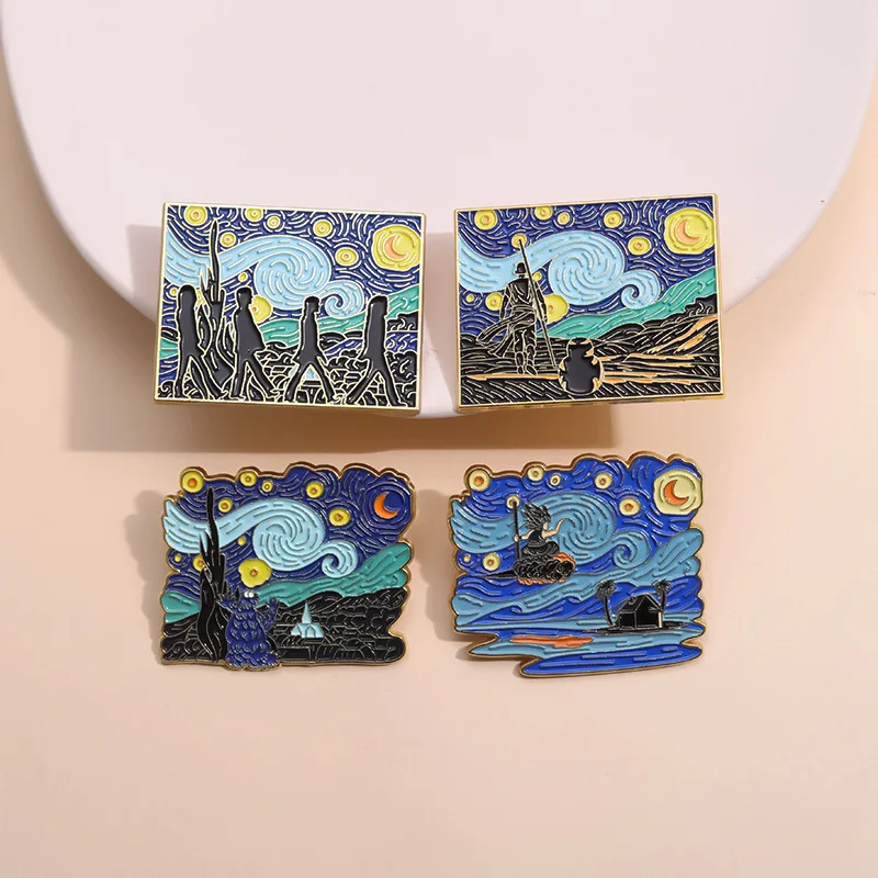 Fairy Tale Oil Painting Brooch Cartoon Beautiful Sunflower Metal Badge Small Accessories Wholesale Bag Pins for Caps Cap Pin view 4