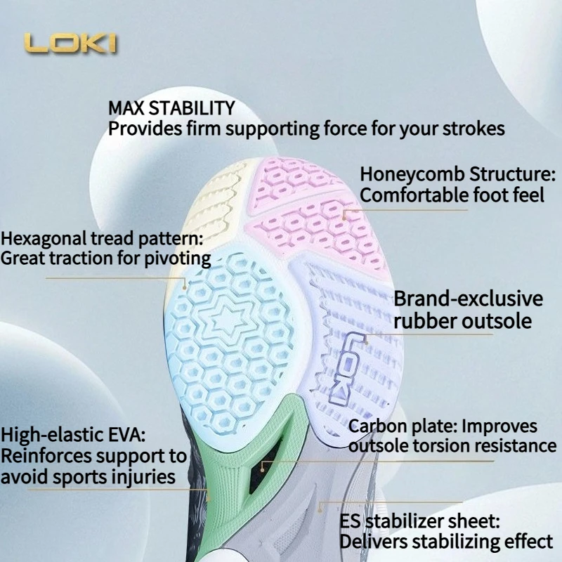 LOKI RXTON 5 Professional Table Tennis Shoes Men Women Shock Absorption Anti-Slip Quick Rotary Dial Sneakers for Badminton Sport