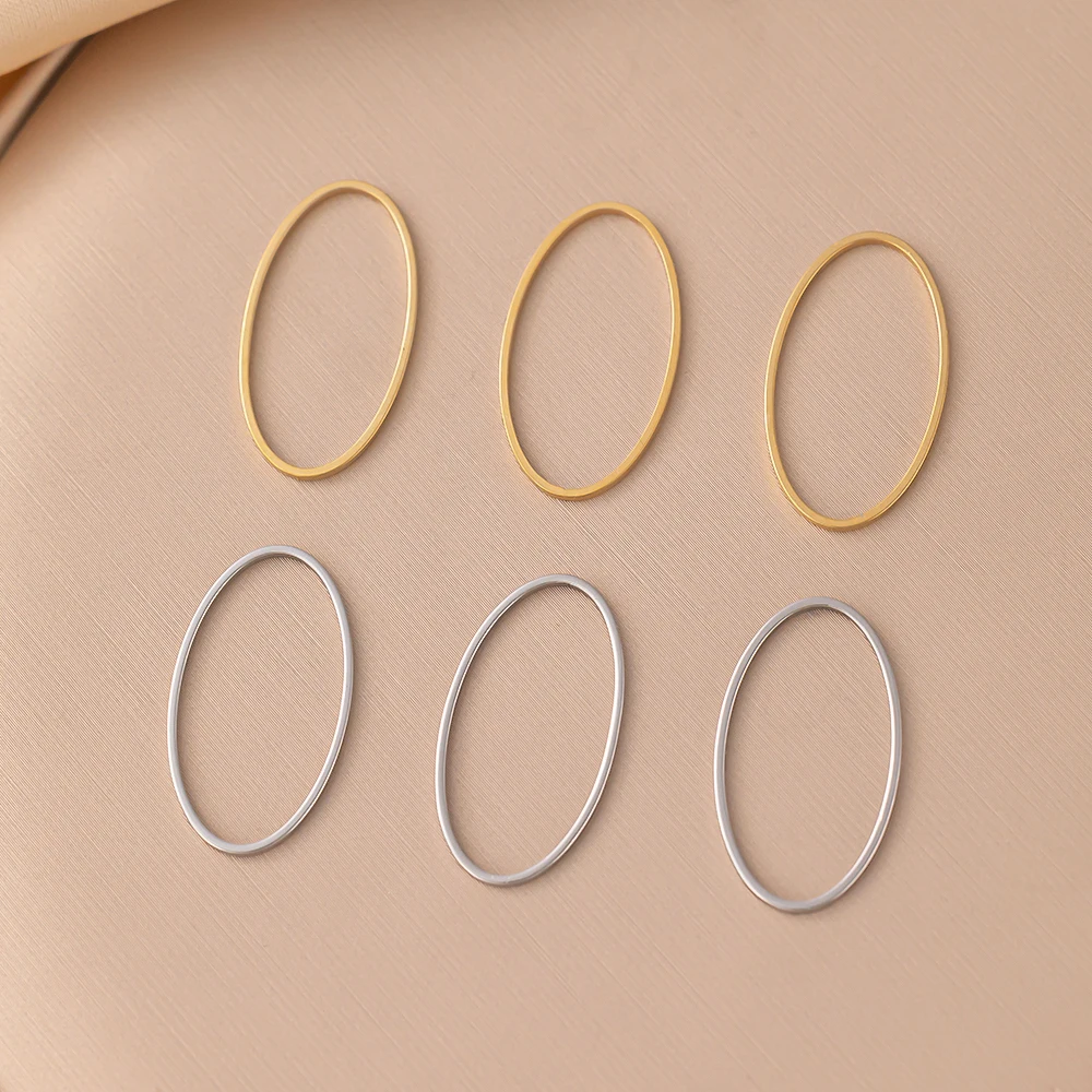 10pcs/Lot Stainless Steel Oval Closed Ring Hollow Bezels Frame Pendants DIY Earrings Necklaces Charms Jewelry Making Supplies