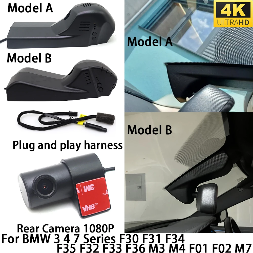 Cámara DVR para BMW Serie 3 4 7 F30 F31 F34 F35 F32 F33 F36 M3 M4 F01 F02 M7, Cámara Delantera y Trasera OEM, Grabadora de Video Wifi 2160P