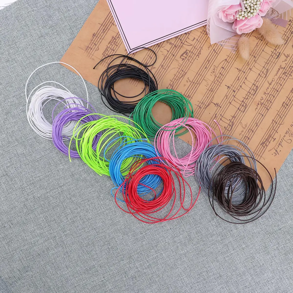 10Pcs Waxed Cotton Cords 1Mm Diameter 10M Length DIY Bracelet Necklace Jewelry Making String Waxed Cotton Cord for Craft Beading