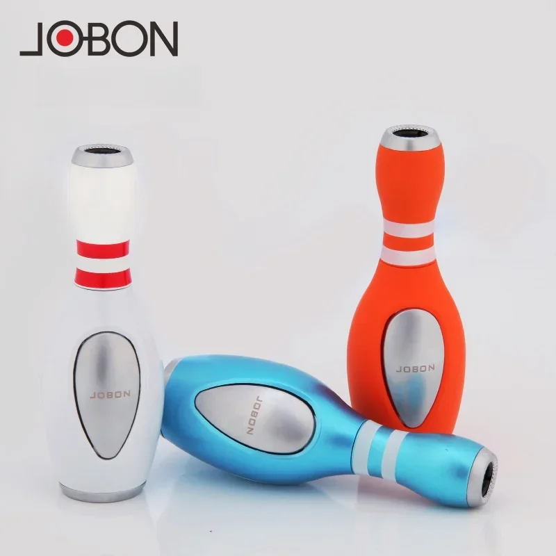 JOBON Zinc Alloy Creative Bowling Windproof Jet Blue Flame Butane Gas Torch Lighter Press Ignition Funny Cigar Lighters Smoking