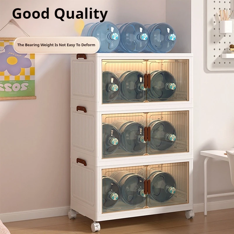 صندوق تخزين بلاستيكي متعدد الطبقات قابل للطي مكون من 5 طبقات مع عجلات وخزانة ملابس ومنظم تخزين مستلزمات المطبخ #3
