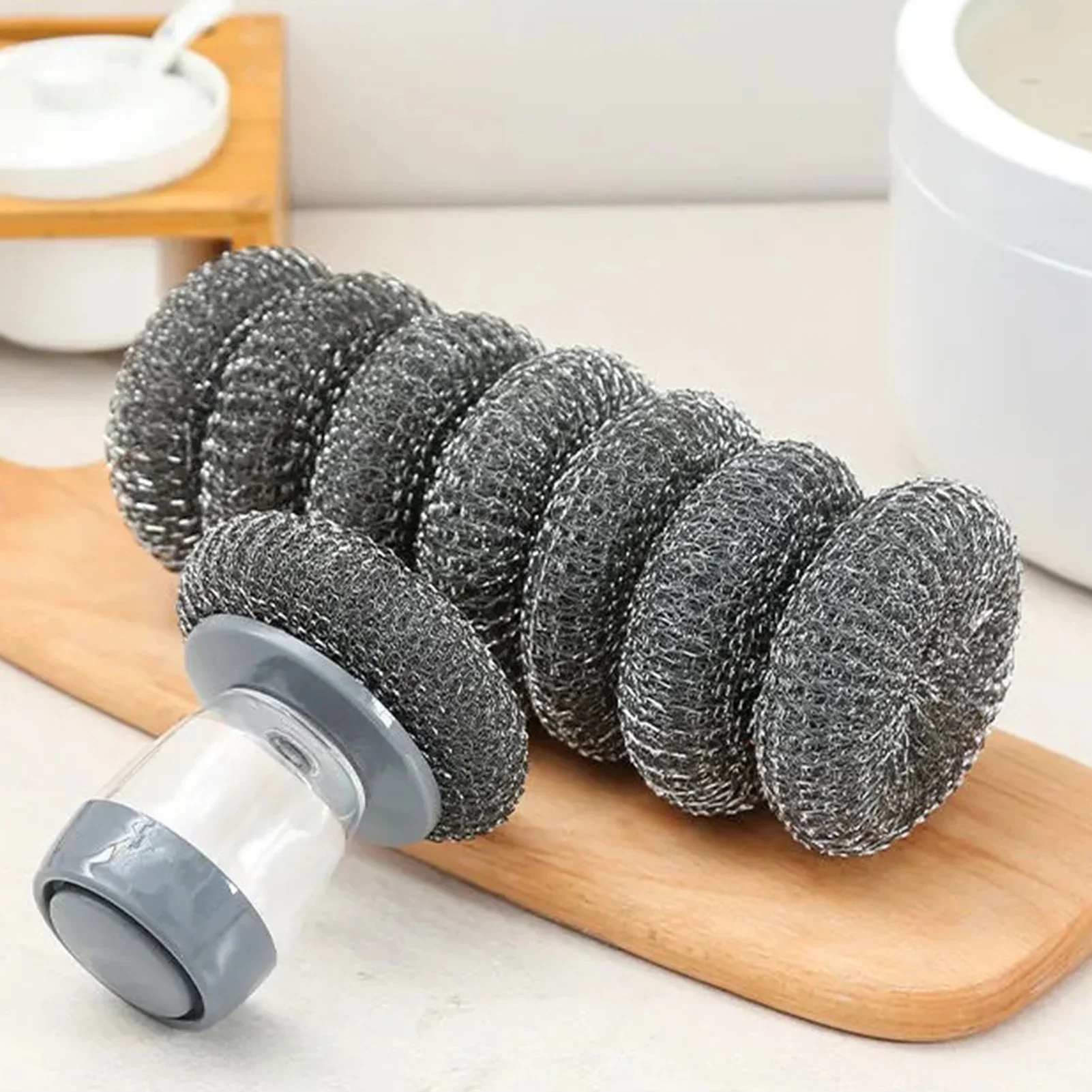 Automatic Liquid-fill Scrubber Kitchen Sponge for Washing Dishes Scrubbers Cleaning Utensil Spiral Scourers Cleaner for Pan Bowl