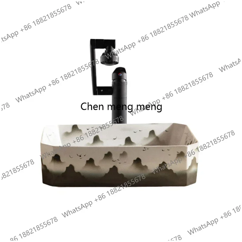 

Z136Art stage basin rectangular outdoor bathroom balcony new Chinese washbasin size size