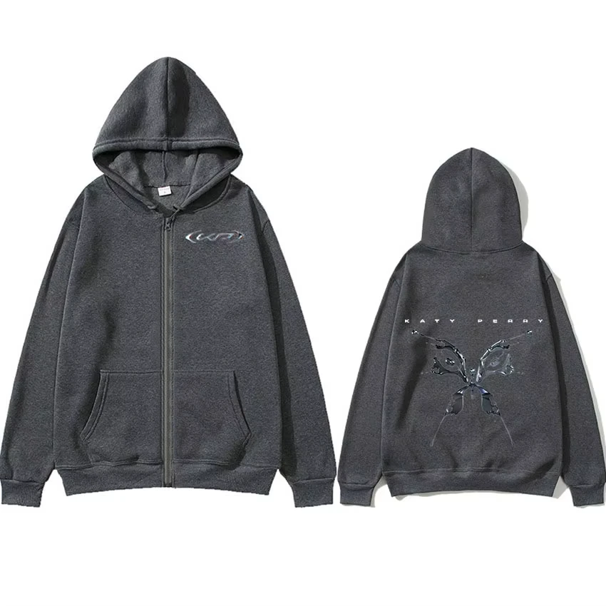 Cantor katy perry tour 2025 álbum zíper com capuz masculino feminino moda oversized zip up jaqueta moletom retro maré roupas capuz