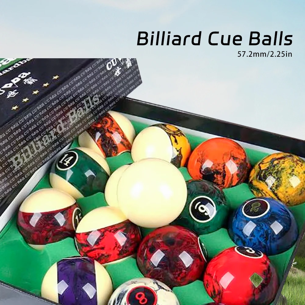 

Billiard cue Balls for One Set of 57mm Balls with Bright Crystal Balls and Black Eight Balls for 16 Color Billiard Pool Cue