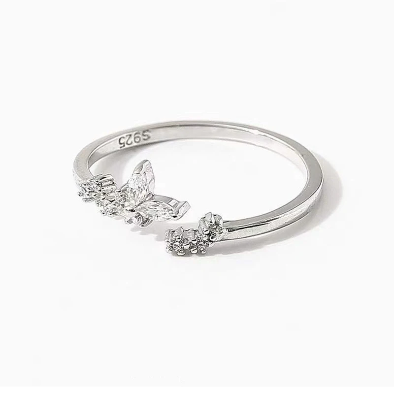 925 فضة الزركون يترك النبات قابل للتعديل الدائري للنساء حفلة لطيف غرامة مجوهرات ضوء الملحقات الفاخرة