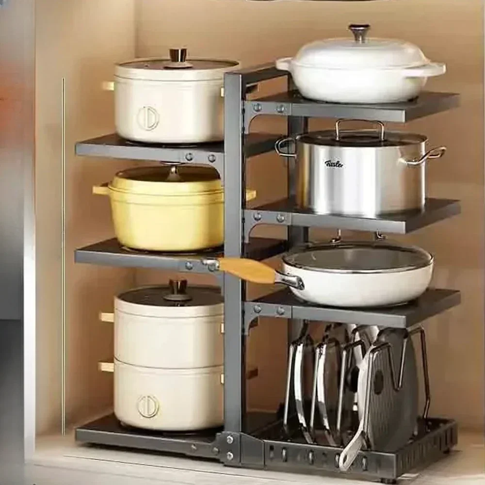 

#For Stainless SinkLayered Pot Rack Free Adjustable Storage Rack Under CabinetFree Layering Snap-On RackKitchen Under Sink Pot H