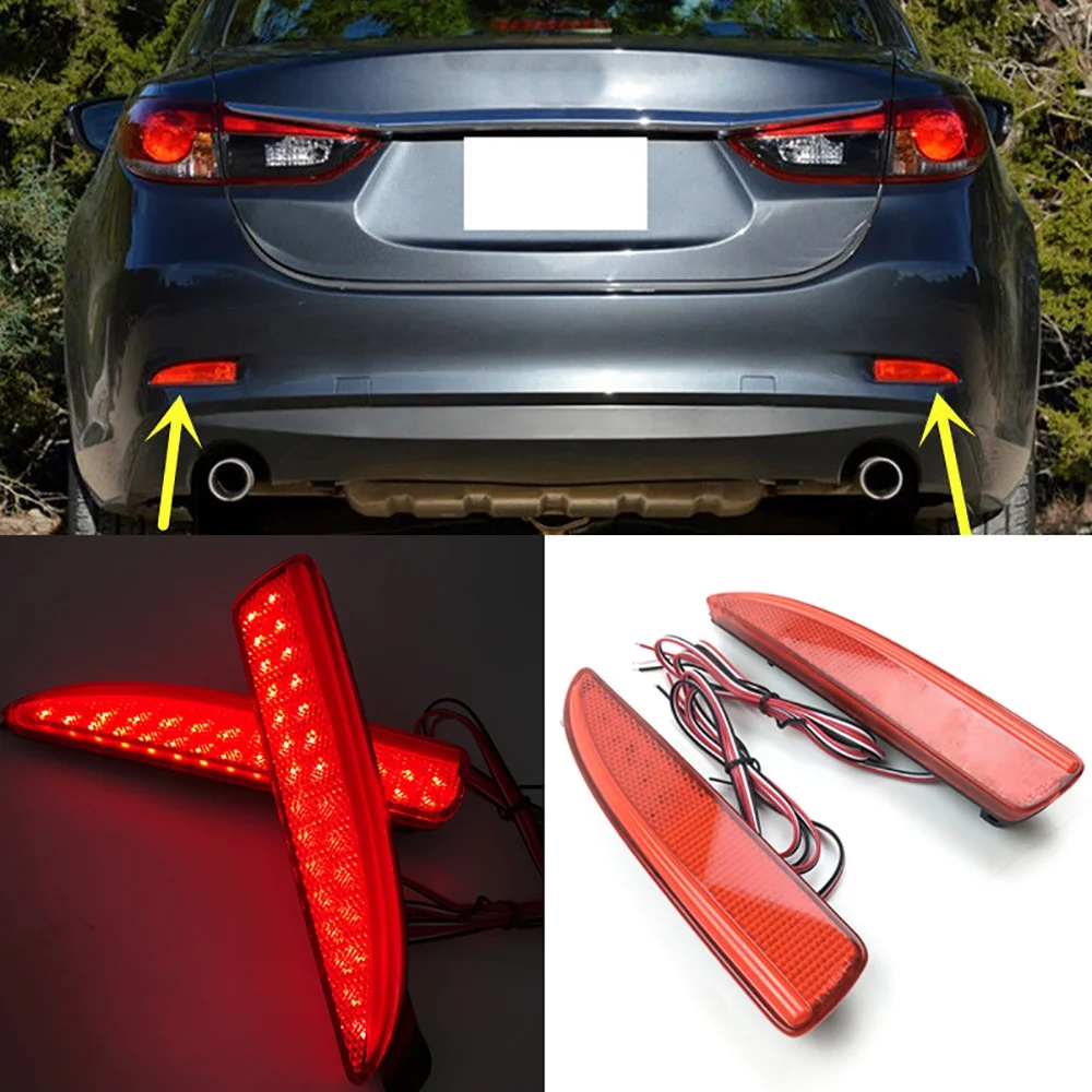 Rear Bumper Reflector LED Light Tail Brake Fog Lamp for 6 Atenza 2013 2014 2015 2016 Red