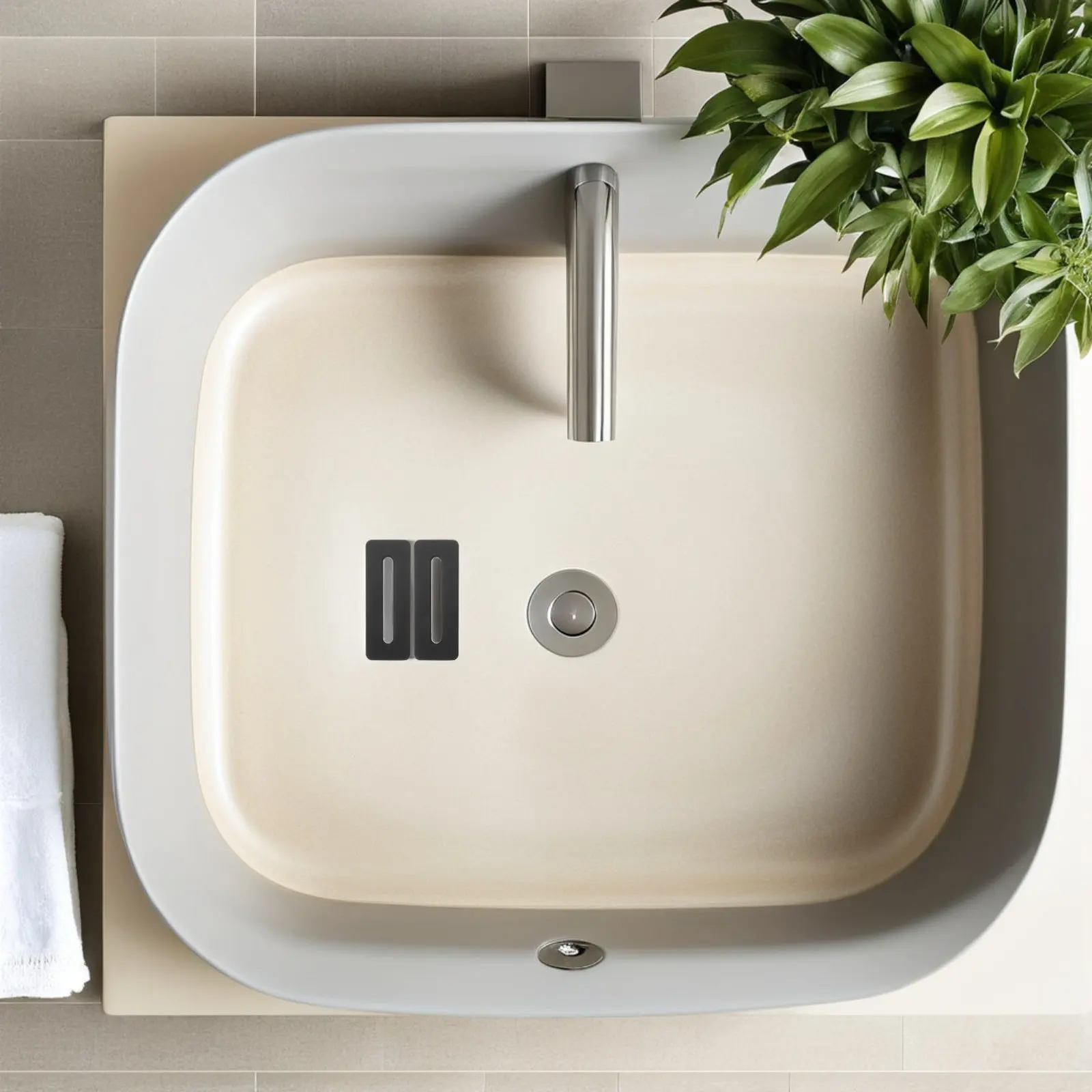 2Pcs Rectangular Sink Overflow Cover Matte Black Sturdy Metal Bathroom Sink Side Hole Cover Decorative Overflow Drain Cap