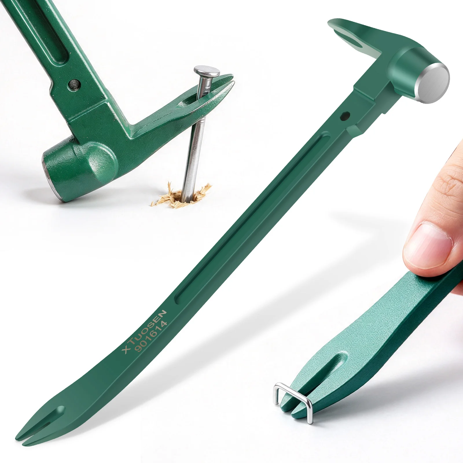Multi-functional Nail Puller Hammer Crowbar Forged Integrated Dual End Nail Removal Hand Tool for Woodworking Renovation Repair