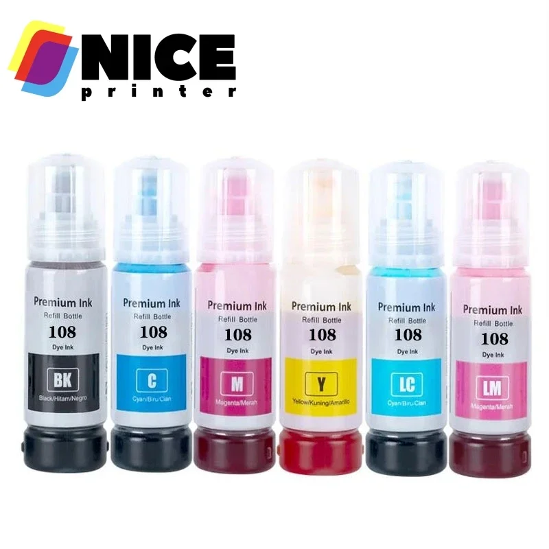 1Set 108  Premium Refill Ink for Epson L8050 L18050 Printer