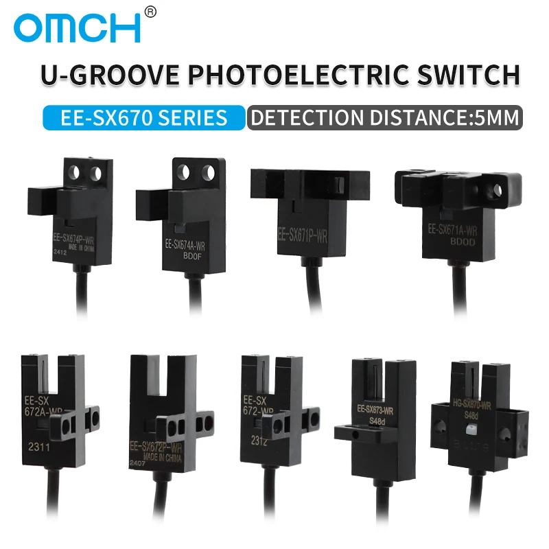 

Фотоэлектрический переключатель OMCH с U-образной канавкой EE-SX670-WR 671P 672 674A PNP NPN Датчик датчика ленточного провода 1 метр Диапазон обнаружения проводов 5 мм