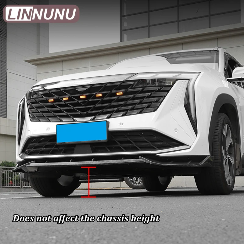 LINNUNU 3Pcs For Geely Atlas II Starray Boyue L Front Bumper Spoiler Blade Three segment Style Decor Cover Trims Car Accessories