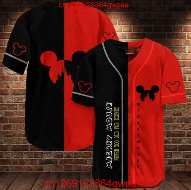 Disney Mickey Mouse Baseball Jersey Men\'s Casual Sports Short Sleeve Jersey Custom Name Walt Disney World Baseball Jersey Tops