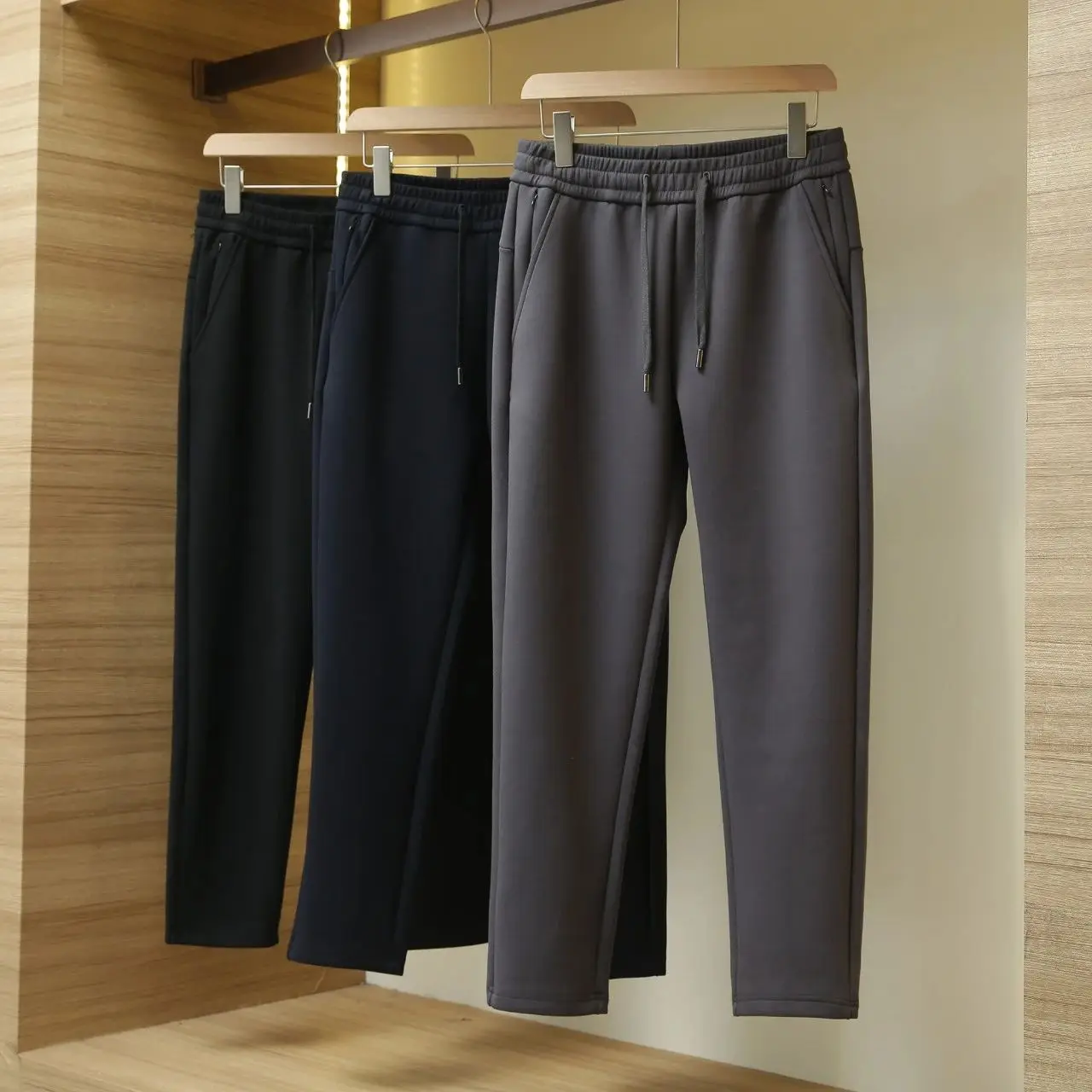 

High Quali Double-Sided Knitted Water Soft Cotton Men's Spor Casual Pants Comfortable Stretchy Autumn Winter Straight Leg