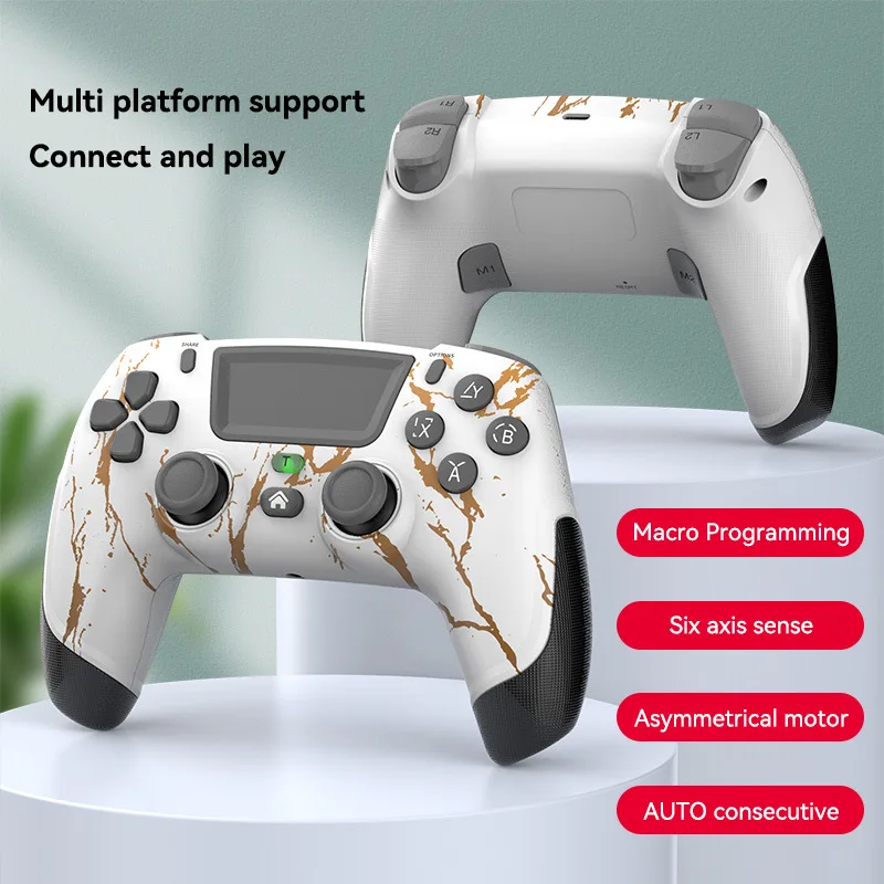 Wireless Game Controller for PS4 Slim/Pro Dual Vibration Gamepad Macro Back Key PC USB with Six Axis Gyroscope Joystick