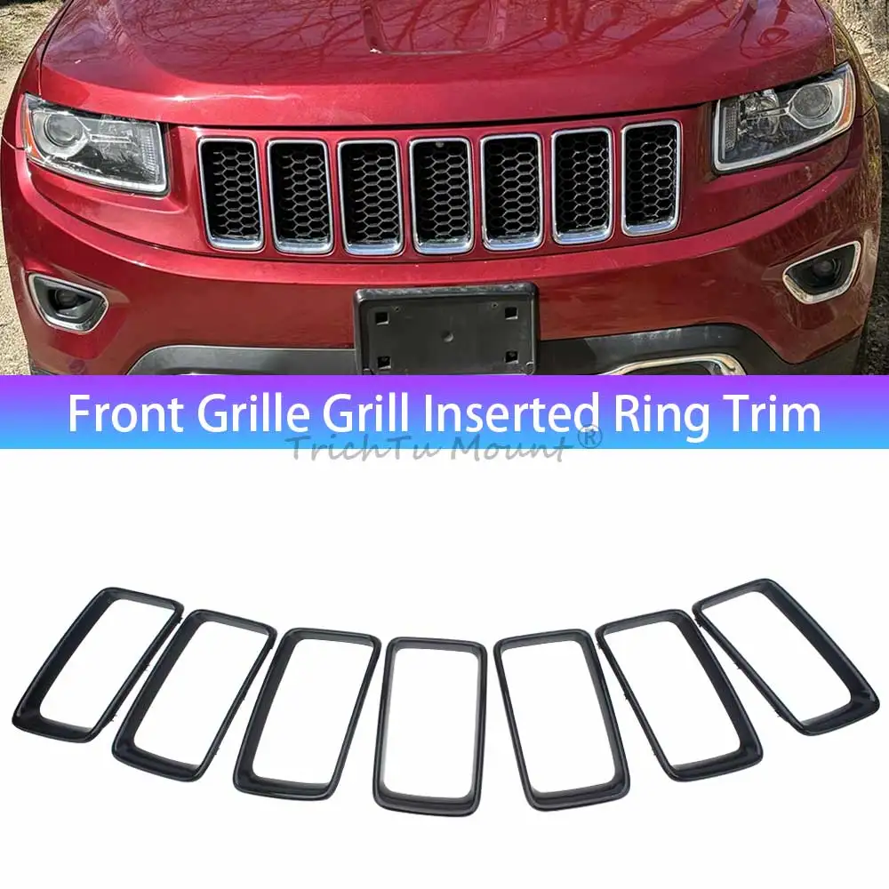 

Автомобильные аксессуары, крышка решетки радиатора, кольцевые вставки, рамка, черный хром, серый, 7 шт. для Jeep Grand Cherokee 2014-2016, автомобильный комплект