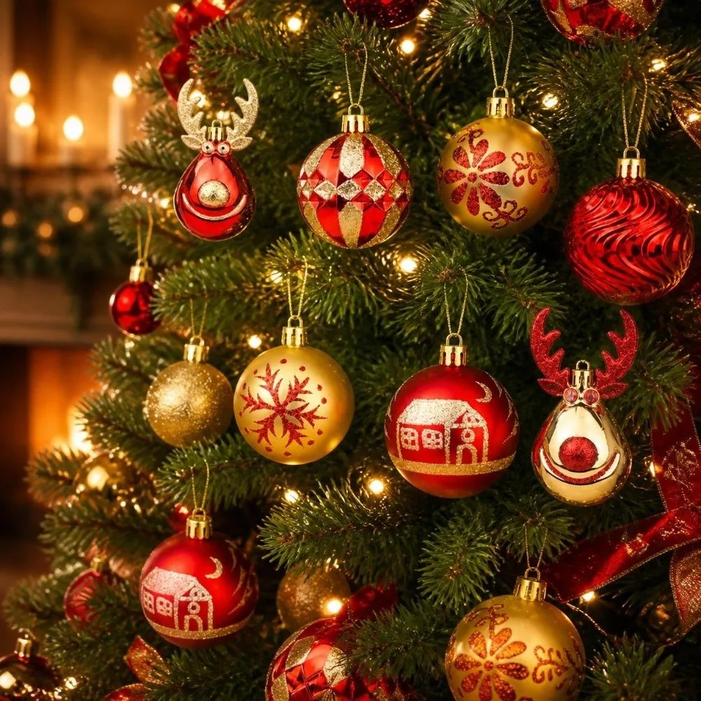 22Pcs/Set Durable 6CM Christmas Ball Shiny Creative Xmas Ornament Ball Xmas Baubles Showcase