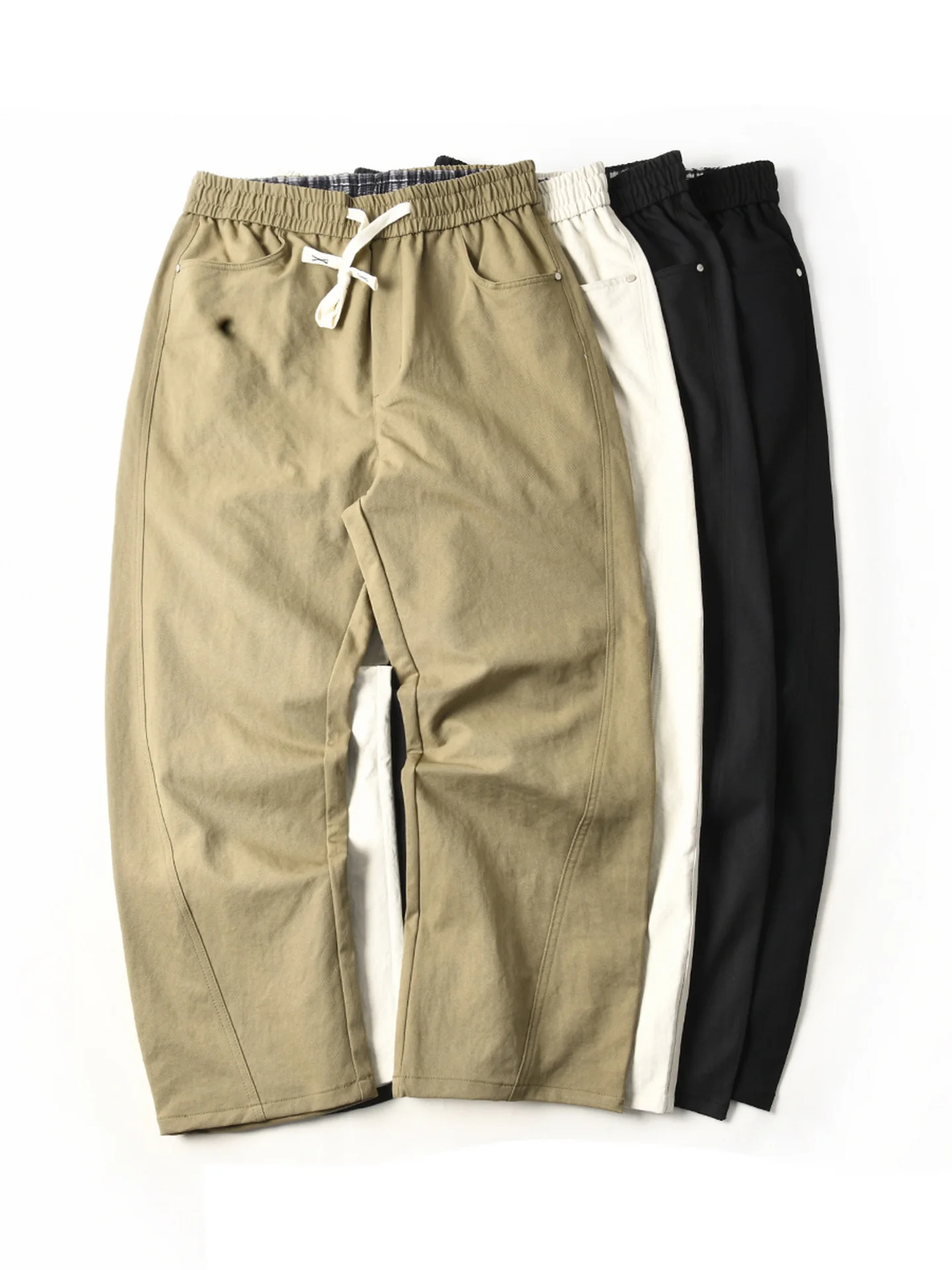 New American Style Cotton Sensation Windproof Elastic Breathable Loose Wide Leg Straight Cut Casual Pants Men's Autumn