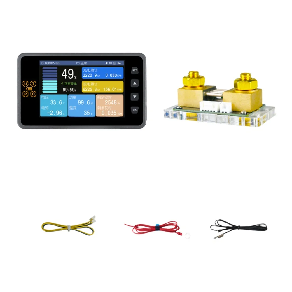1set Coulombmeter WFC8100 3.5-inch Color Screen Remote Monitoring Voltage Current Power Data Display Shunt Coulomb