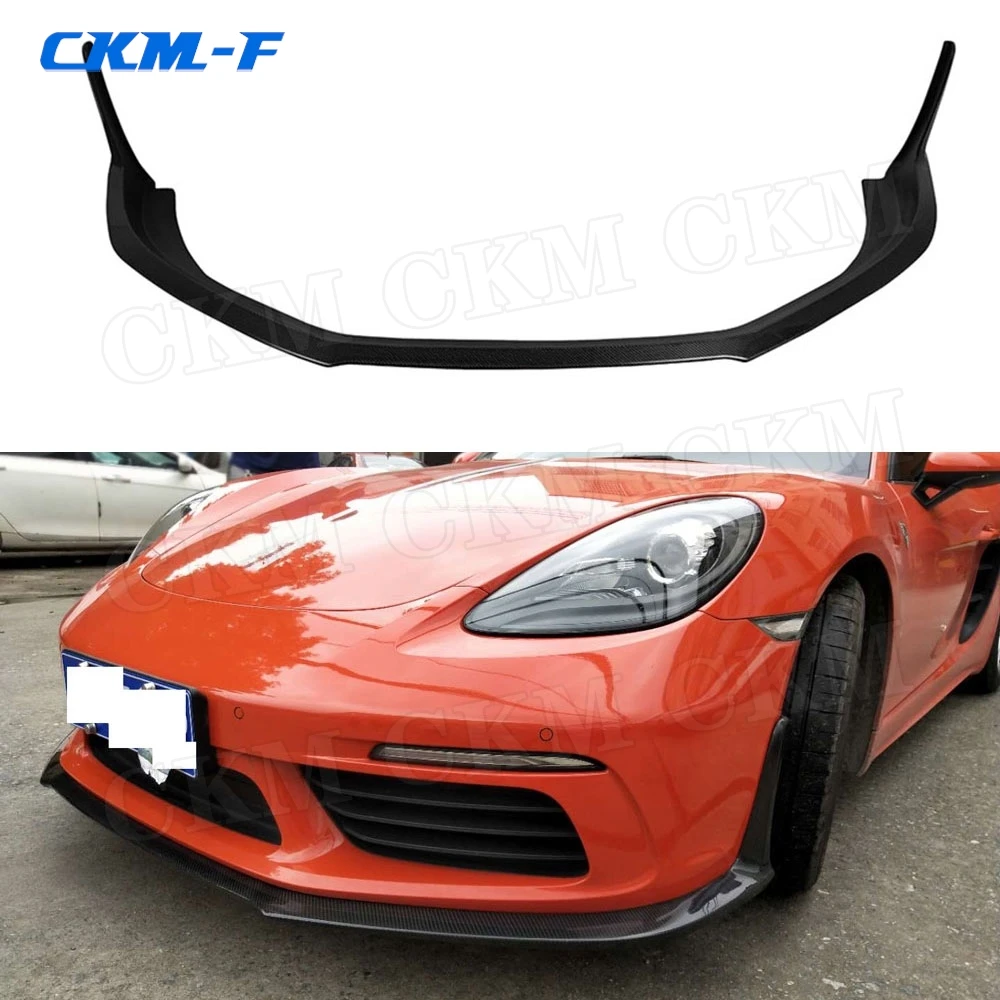 Front Bumper Lip Spoiler fit for Porsche 718 Cayman Boxster Base S 2017 2018 Carbon fiber Head bumper Shovel Protector