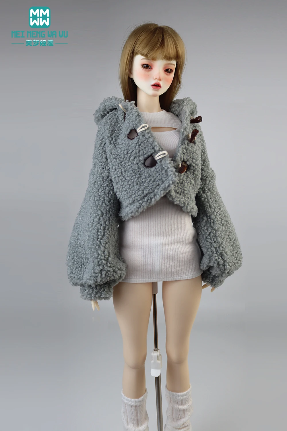 58-60cm 1/3 BJD Doll Clothes Fashion Plush Hooded Jacket Coat Long T-Shirt Toys Gift