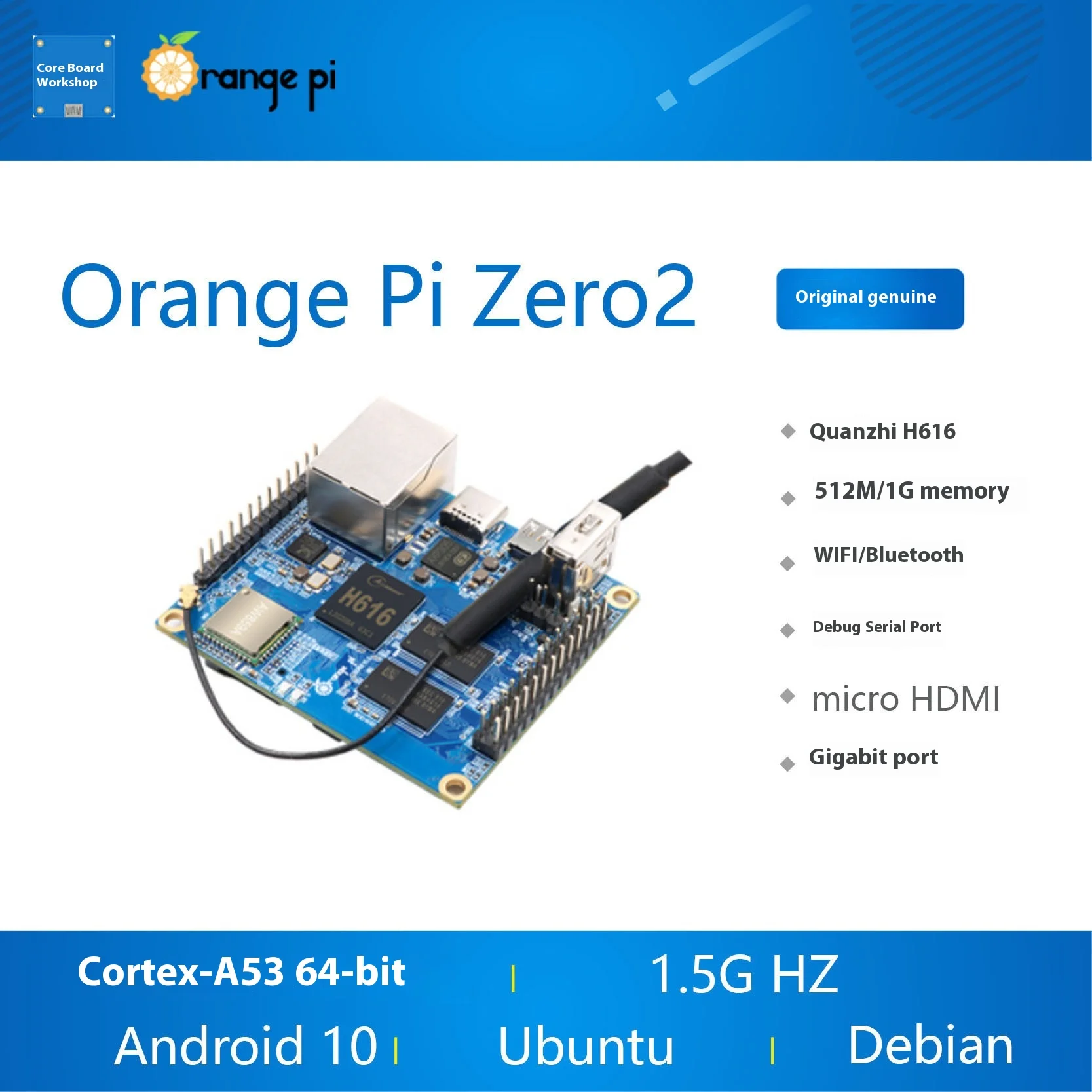 

Orange Pi Zero 2,1GB RAM with Allwinner H616 Chip,Support Gigabit Network, BT, Wif ,Run Android 10,Ubuntu,Debian OS Single Board