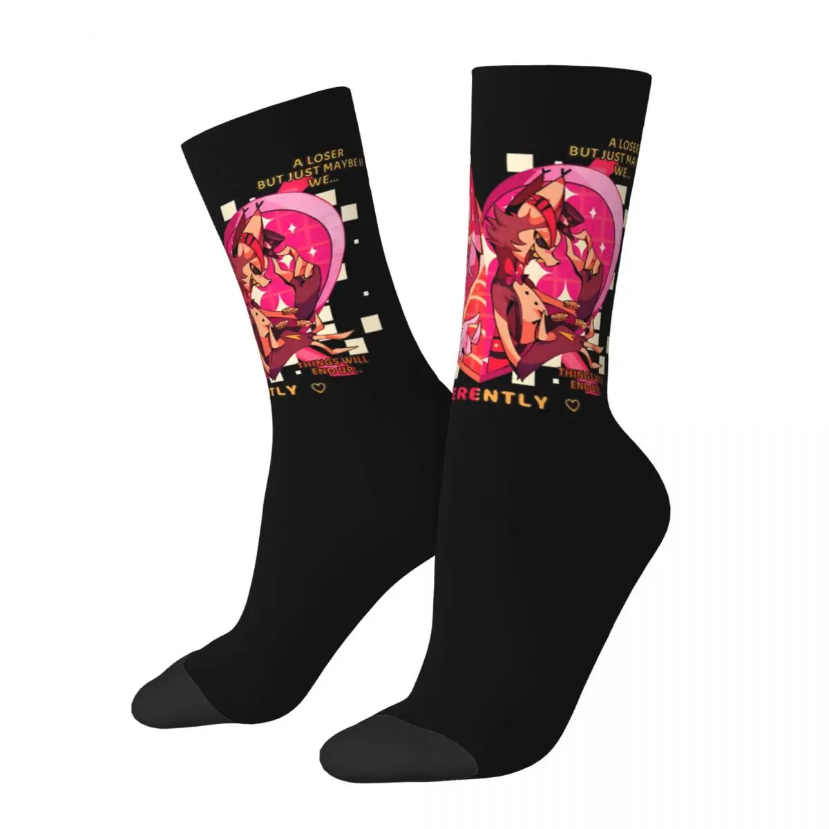 Hazbins Hotels Socks Winter Angel and Husk Stockings Elegant Unisex Men Comfortable Socks Design Outdoor Anti Bacterial Socks