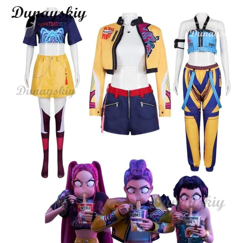 Disfraz de Anime KPop Demon Hunters para mujer, disfraz de Zoey Mira Rumi, trajes de juego de rol de fantasía, traje de fiesta de Carnaval y Halloween