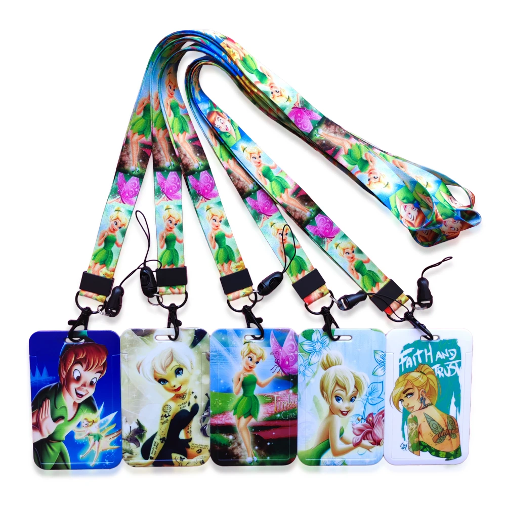 Disney Tinker Bell Girls Fashion Clerk ID Badge Card Holder with Lanyard for Office School ID, Credit Cards