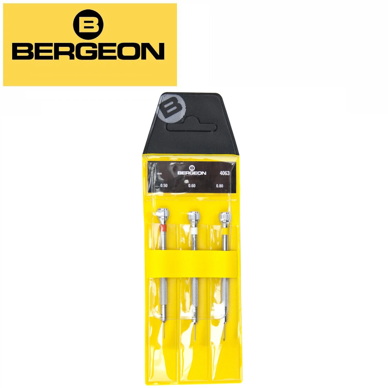 Bergeon 4063-A Assortment of 3 screwdrivers 0.5mm 0.6mm 0.8mm