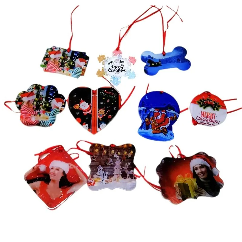 30pcs/lot Sublimation Blanks Acrylic Christmas Ornaments Heat Press Ornaments For Christmas Home Decoration