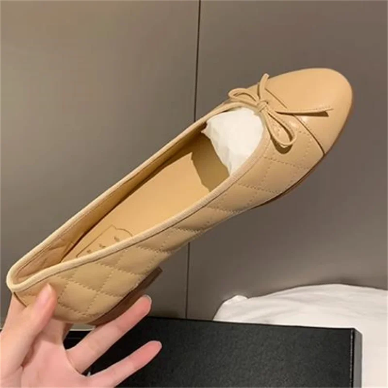 Butterfly-knot Shoes for Ladies Shallow Women\'s Flat Heels Chassure Femme Mixed Colors Zapatos De Mujer Bow-tied Female Ballets