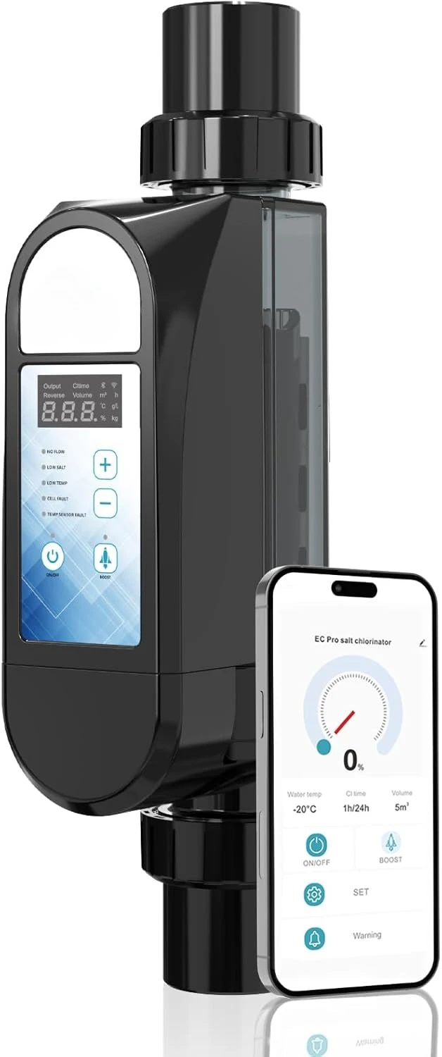 

Smart Saltwater Pool Chlorinator System&Titanium Plate Self-Cleaning WiFi Salt Chlorine Generator for Pools up to 18,000 Gallons