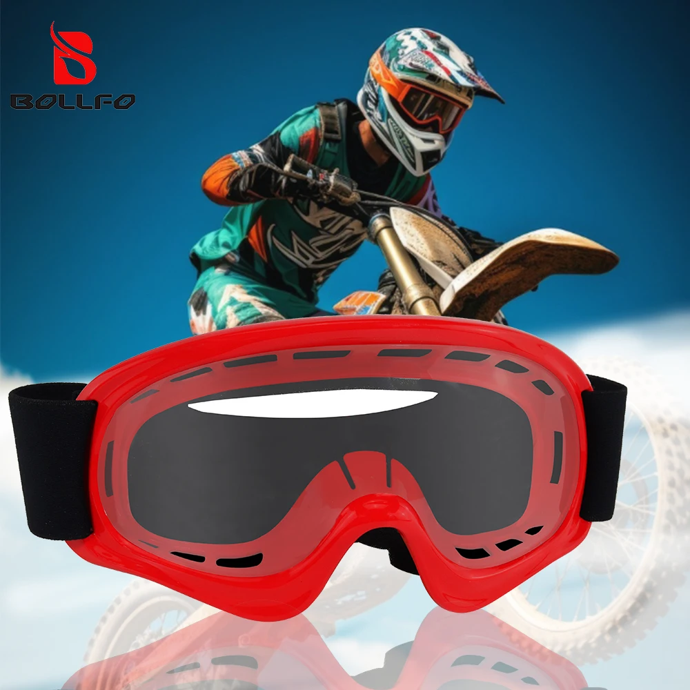 Kids Dirt Bike Goggles Impact-Resistant Adjustable Child Youth ATV Motorcycle Off-Road Riding Motocross Racing Cycling Glasses