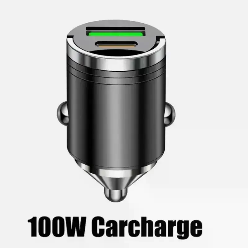 100W Mini Car Charger Dual Port 30W PD Fast Charging Invisible Design For Daily Driving Road Trips