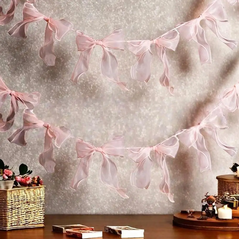 12 Stück elegante rosa Schleifengirlande für Kindergeburtstage, Hochzeiten, Brautpartys, Babypartys, Wanddekoration, hängende Ornamente ﻿ – Detail 10