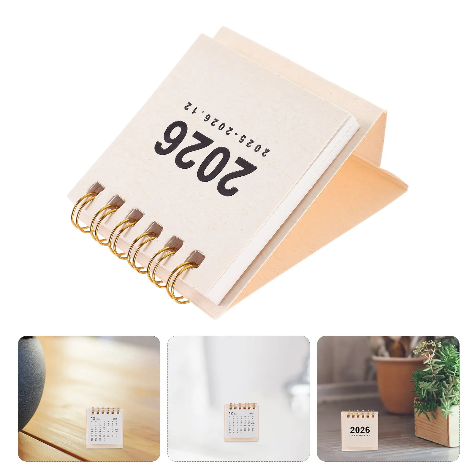 

Mini Desk Calendar 2026 Modern Flip Design for Daily Planning Office School Use Beige Small Desk Calendars Desktop Calendars