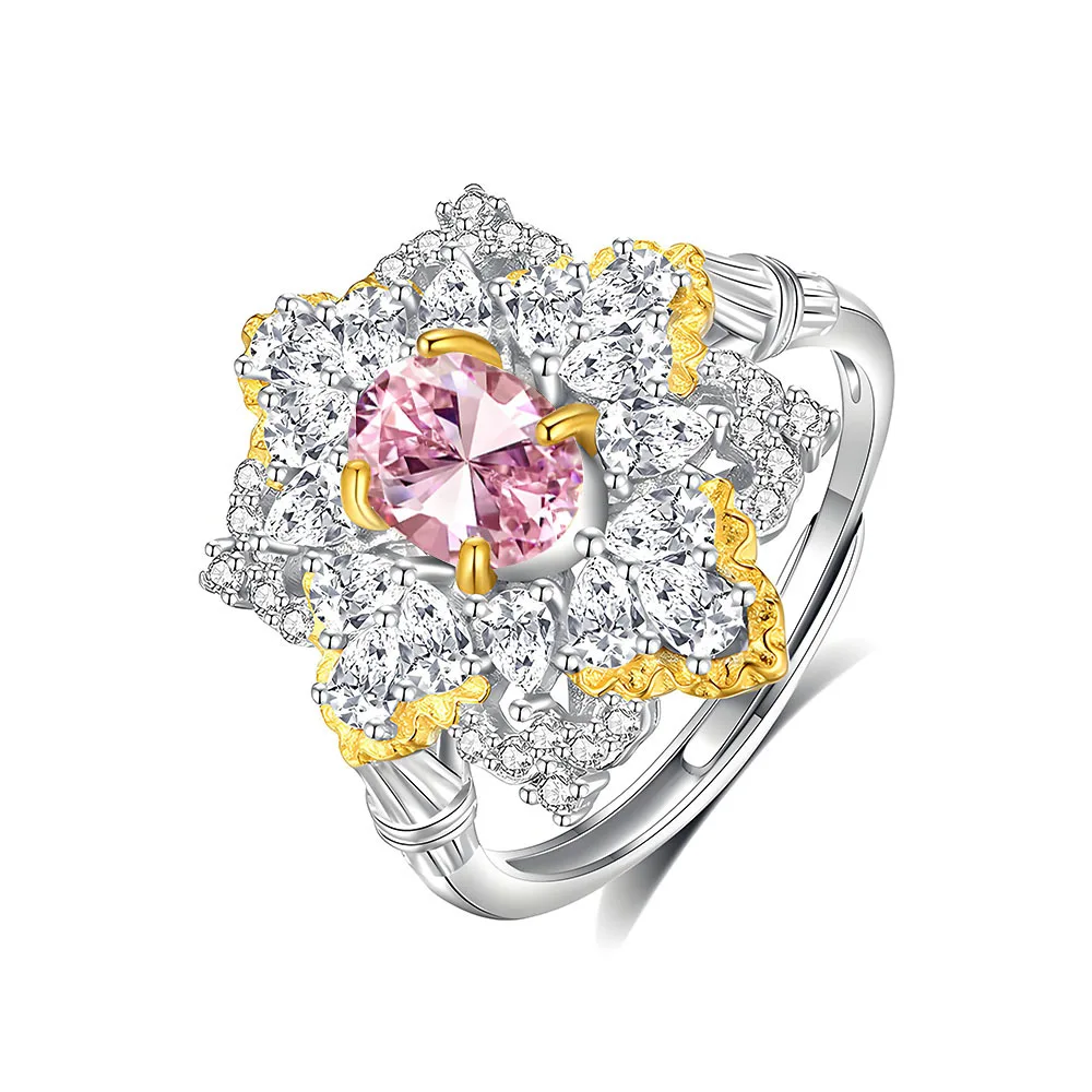 

New Luxury Retro S925 Silver Full Diamond Ring Female Elegant Lady Banquet High Jewelry